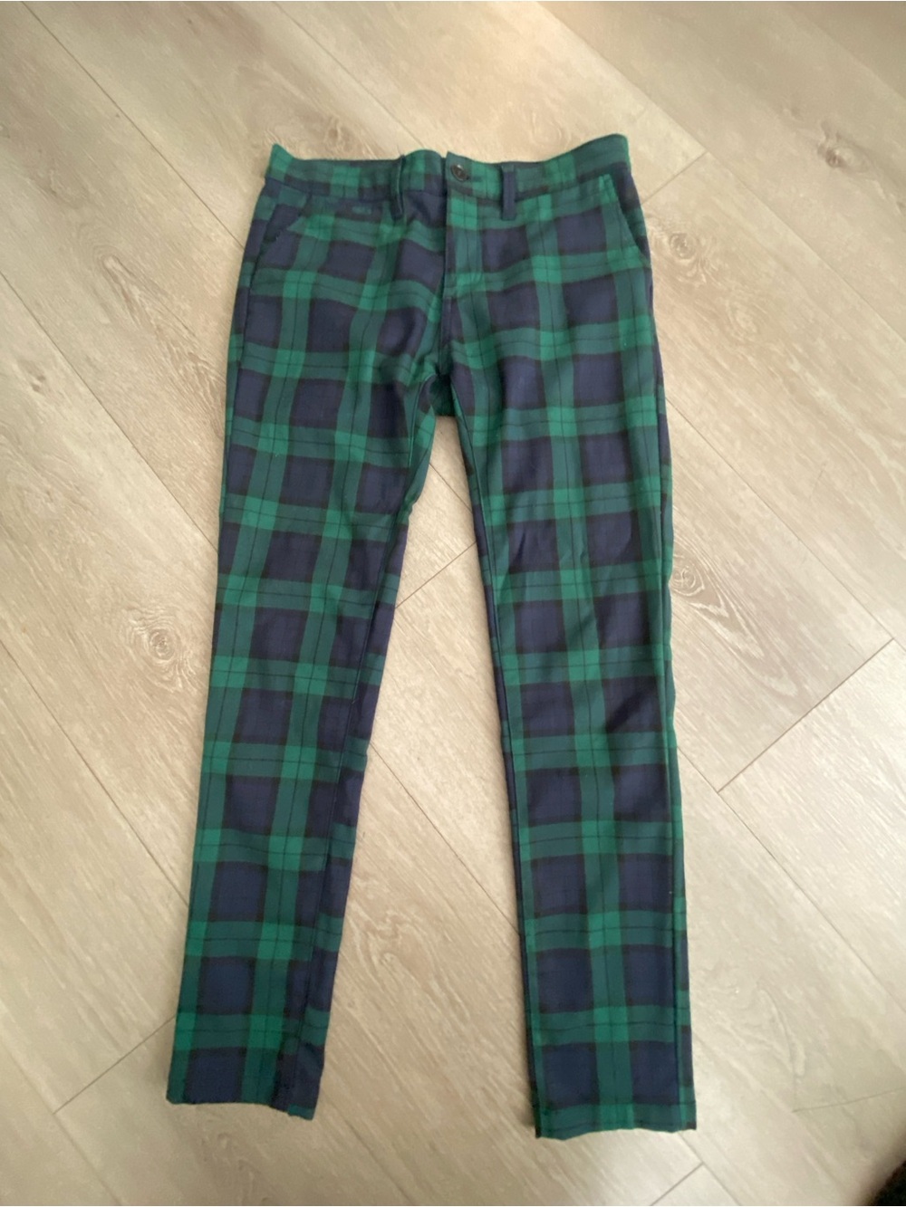 Topman Green & Navy Skinny Chinos